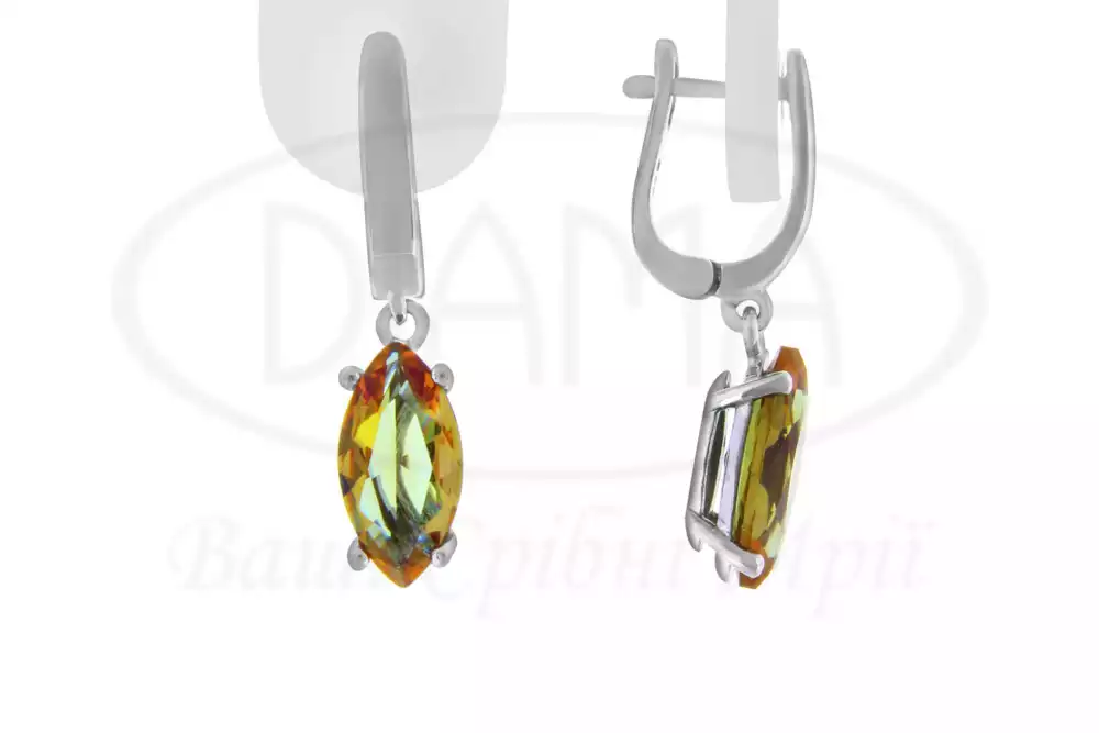 Сережки зі срібла з Султанітом фото 1