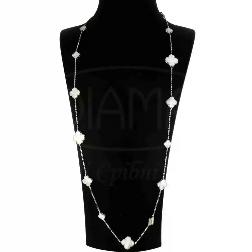 Кольє срібне з білим перламутром фото 1