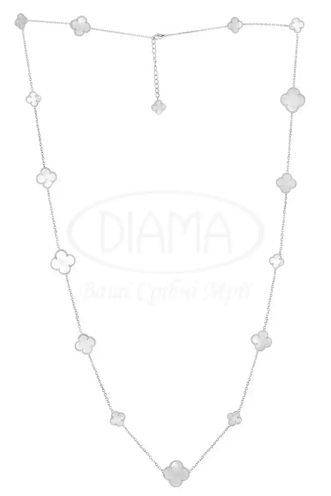 Кольє срібне з білим перламутром фото 2