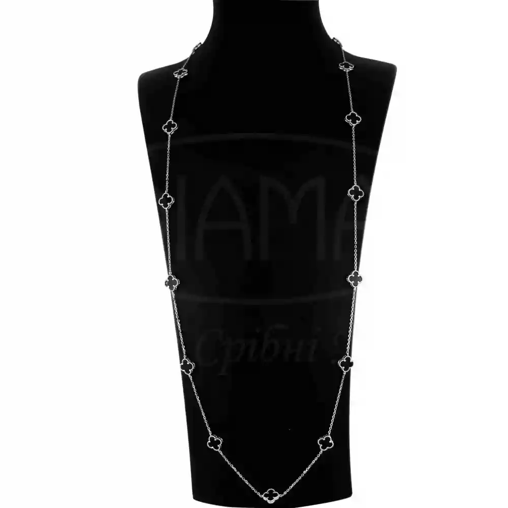 Кольє срібне Конюшина чорна фото 1