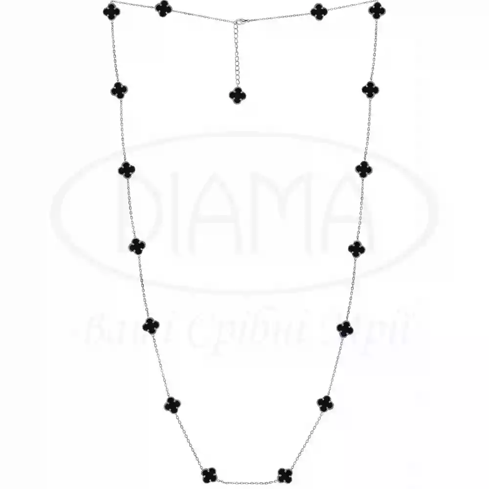 Кольє срібне Конюшина чорна фото 2