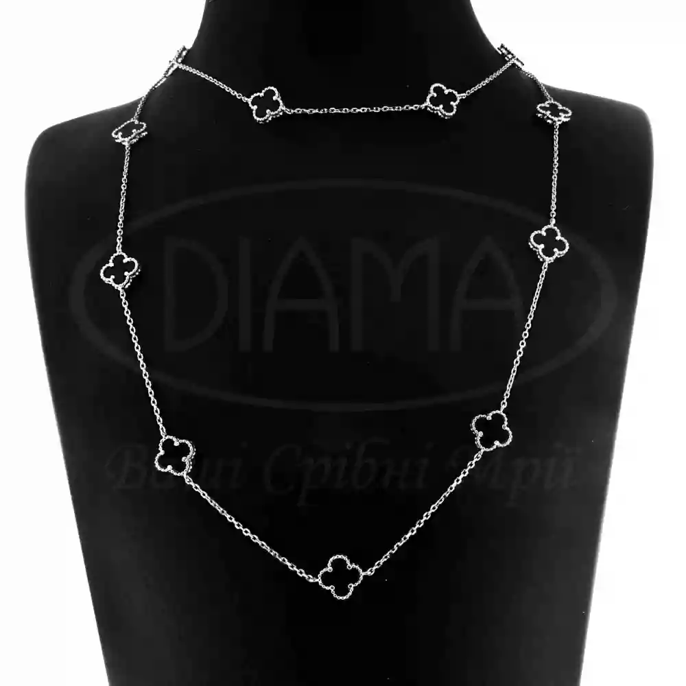 Кольє срібне Конюшина чорна фото 3