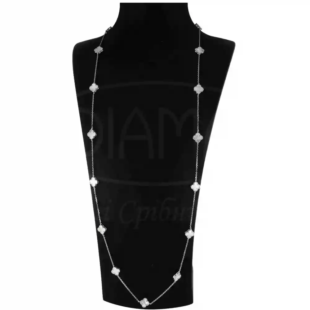 Кольє срібне з білим перламутром фото 1