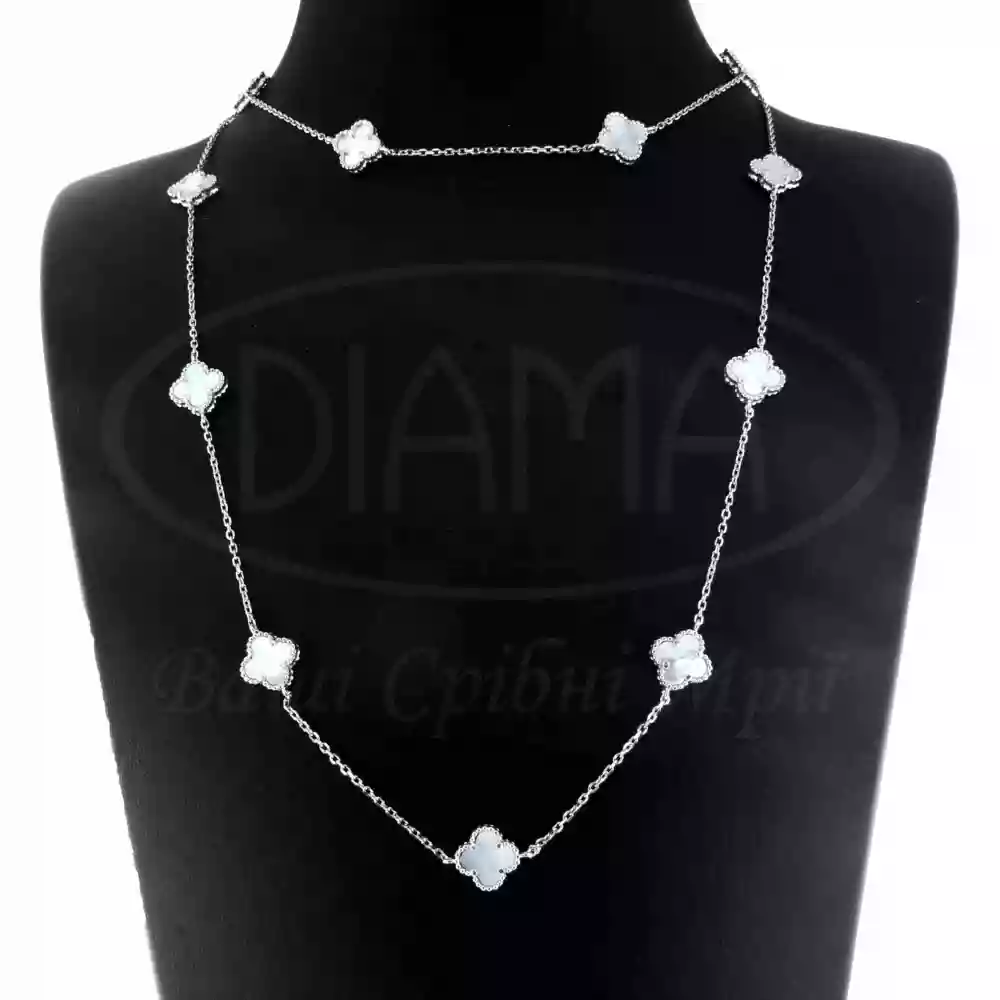 Кольє срібне з білим перламутром фото 2