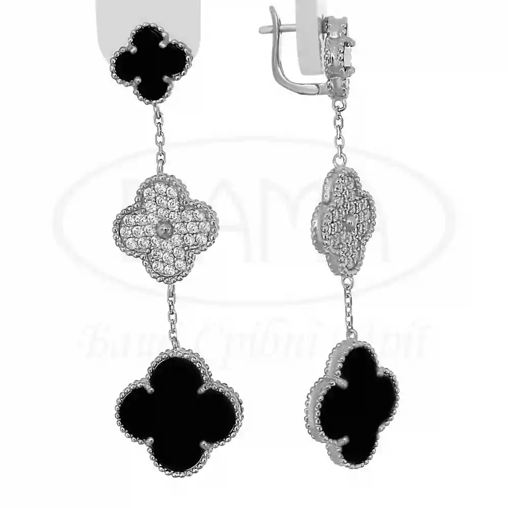 Сережки срібні з Оніксом фото 1