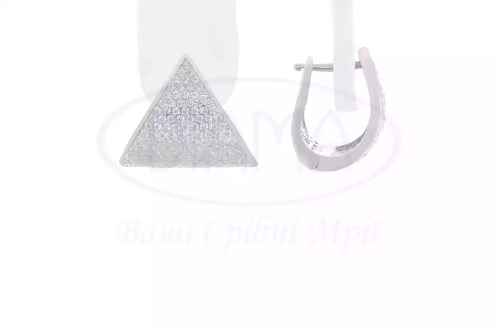 Сережки срібні з білим цирконом фото 1