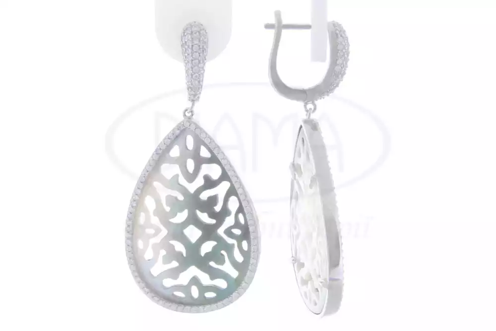 Сережки срібні з Чорним Перламутром фото 1