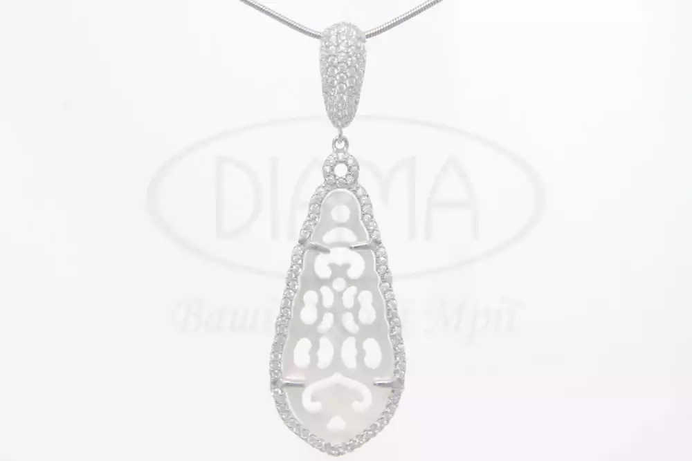 Срібна Підвіска з білим Перламутром фото 1