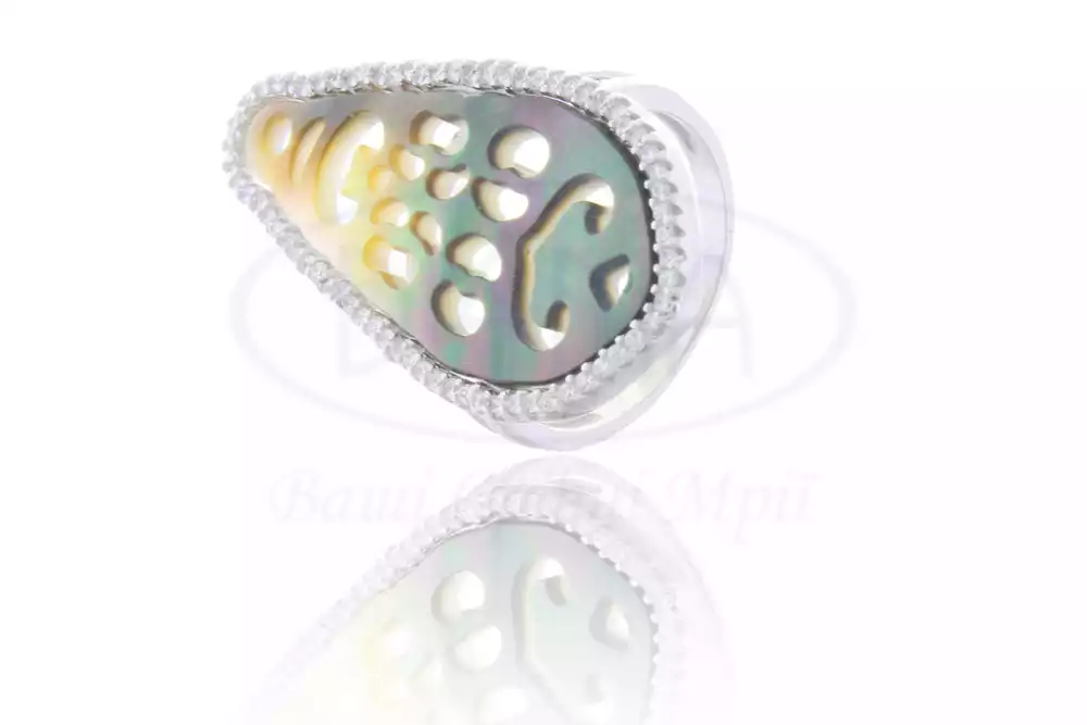 Срібна Каблучка з чорним Перламутром фото 1