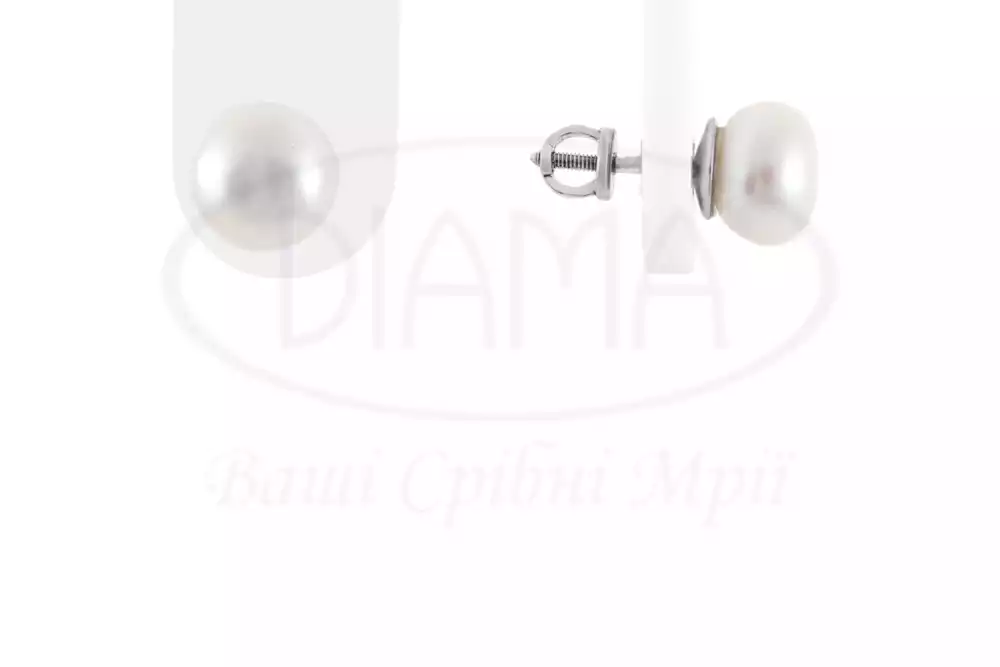 Срібні Пусети з Перлиною фото 1