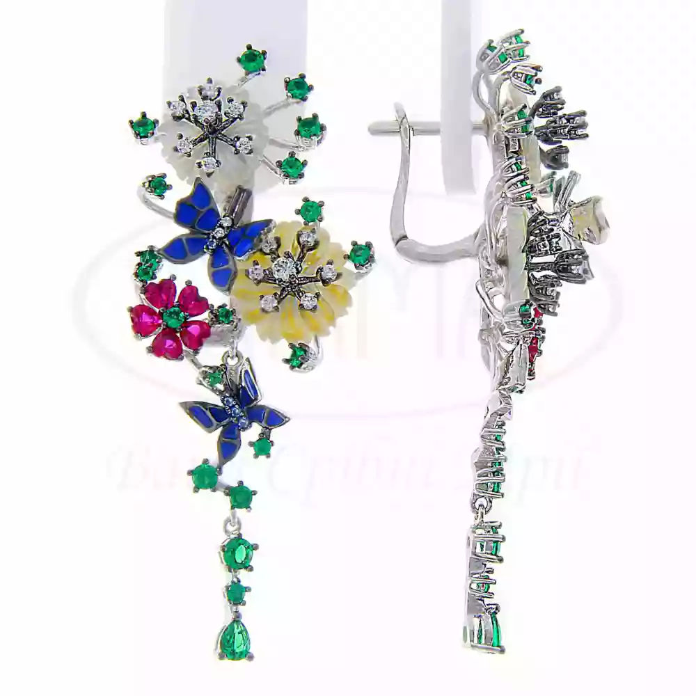 Сережки срібні з перламутром фото 1