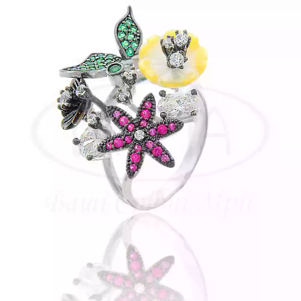 Каблучка срібна з перламутром фото 1