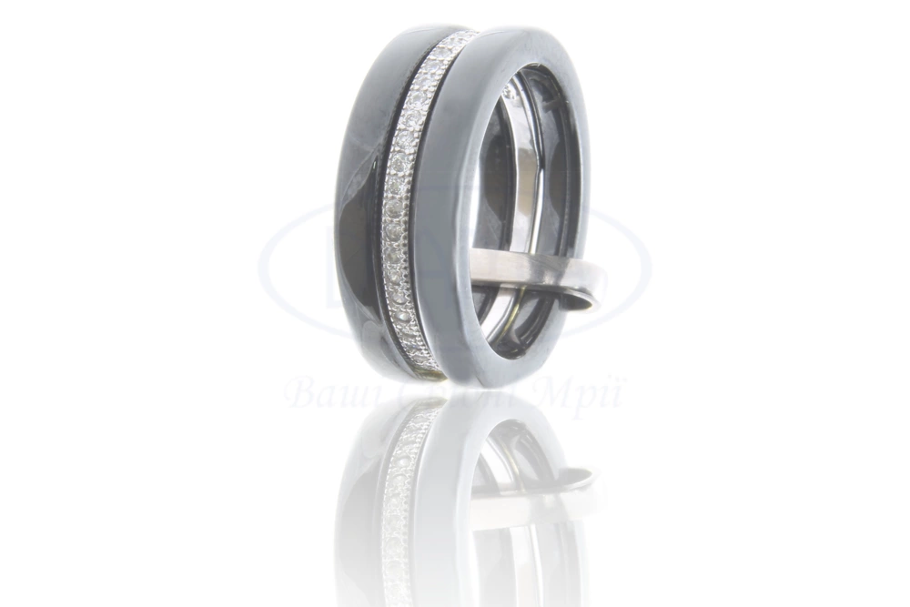 Срібна каблучка з ювелірною керамікою фото 1