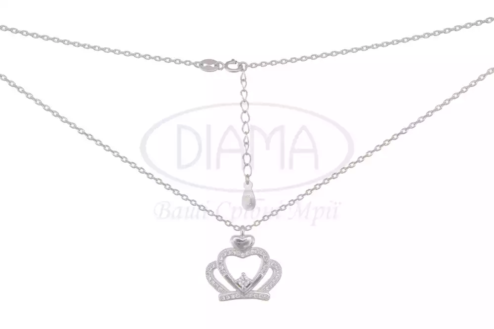 Кольє зі срібла "Корона з сердець" фото 1