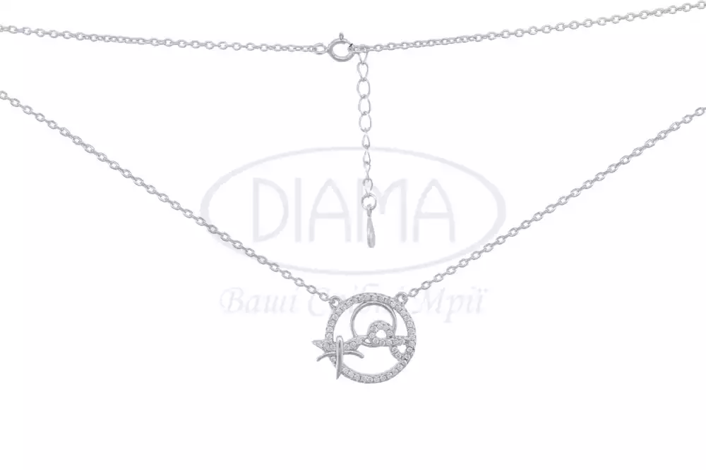 Кольє зі срібла з цирконом фото 1