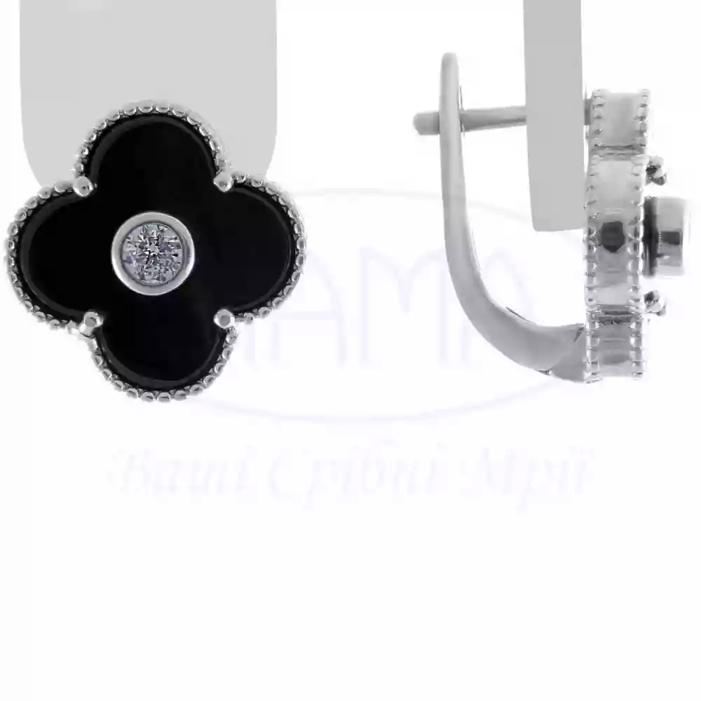 Сережки срібні з керамікою фото 1