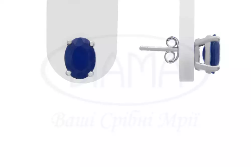 Срібні Сережки з Сапфіром фото 1