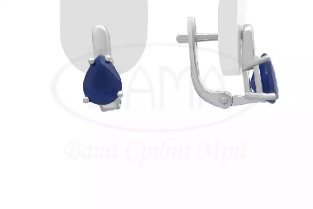 Сережки срібні з Сапфіром фото 1