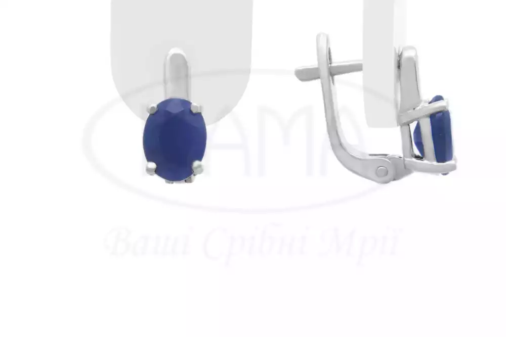 Срібні сережки з Сапфіром фото 1