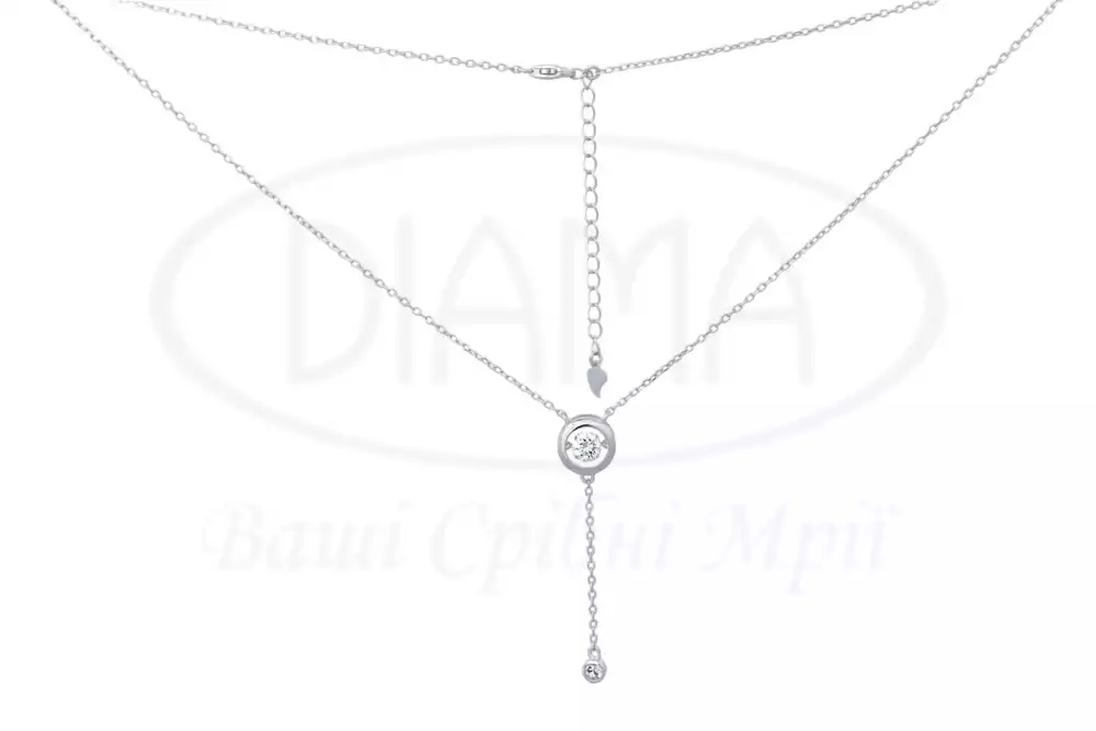 Кольє срібне з цирконом фото 1