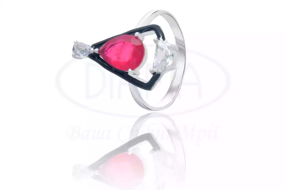 Каблучка срібна з Цирконом і Емаллю фото 1