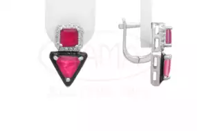 Сережки срібні з Цирконом і Емаллю