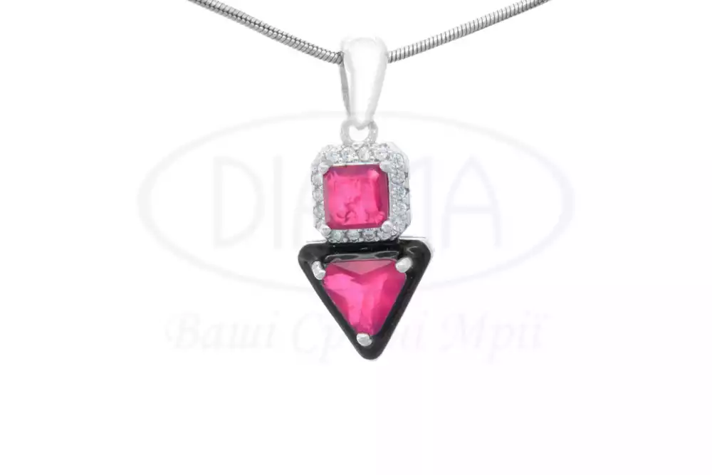 Підвіска срібна з Цирконом і Емаллю фото 1