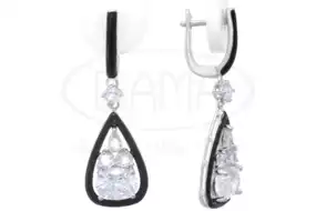 Сережки срібні з Цирконом і Емаллю