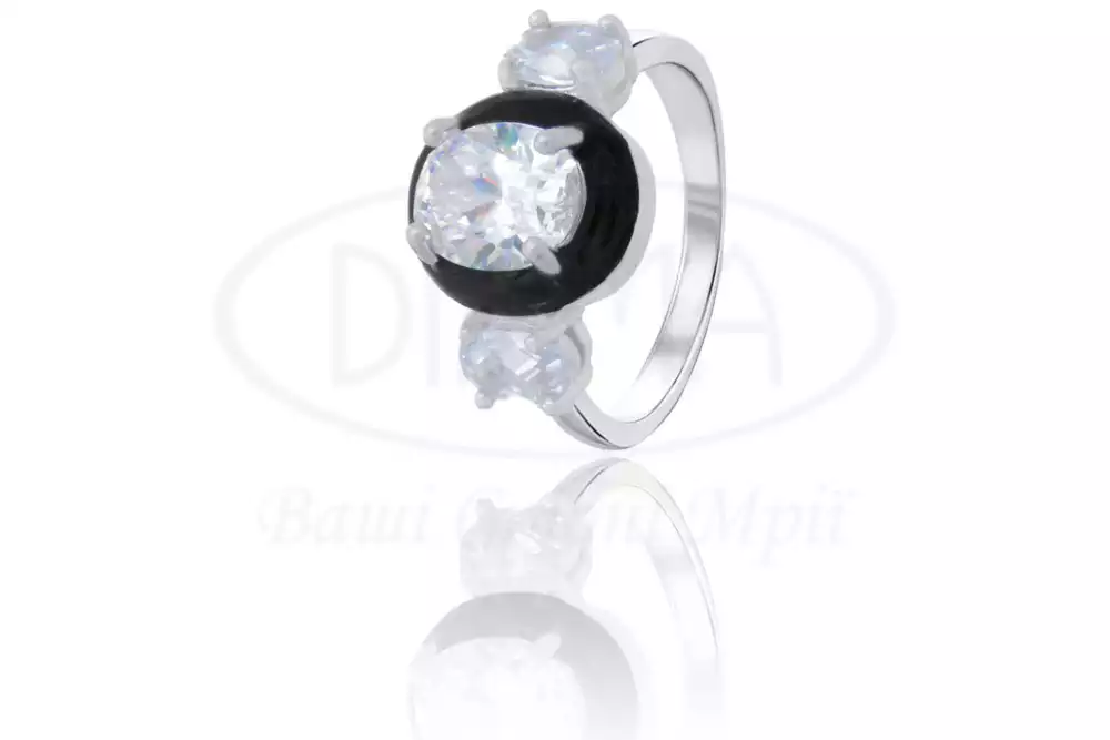 Каблучка срібна з Цирконом і Емаллю фото 1