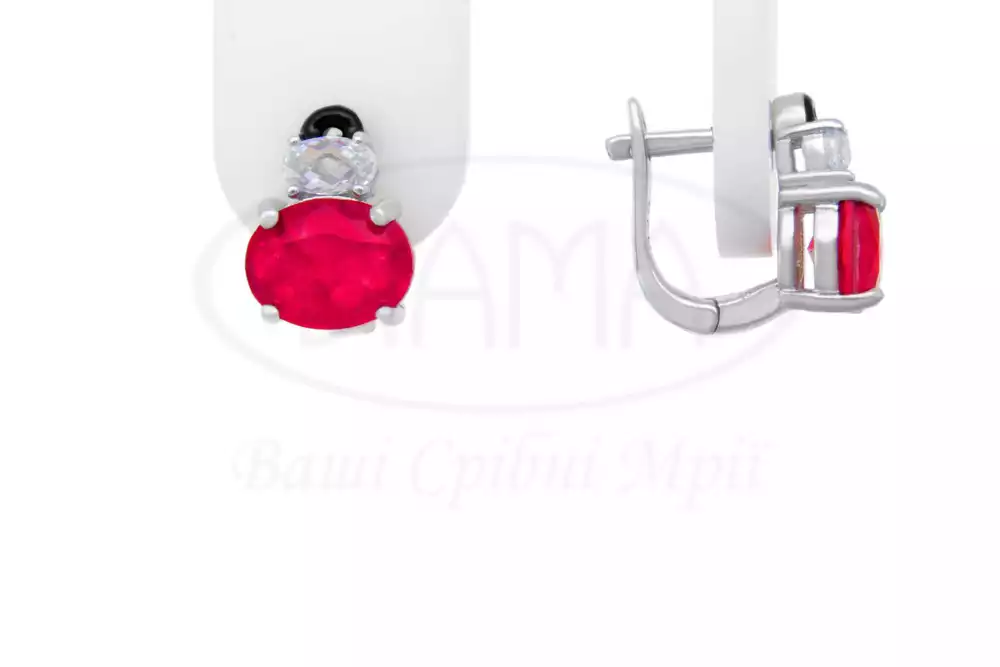 Сережки срібні з Цирконом і Емаллю фото 1