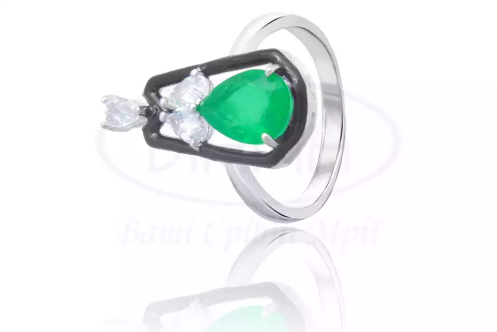 Каблучка срібна з Цирконом і Емаллю фото 1