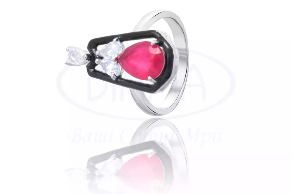 Каблучка срібна з Цирконом і Емаллю фото 1