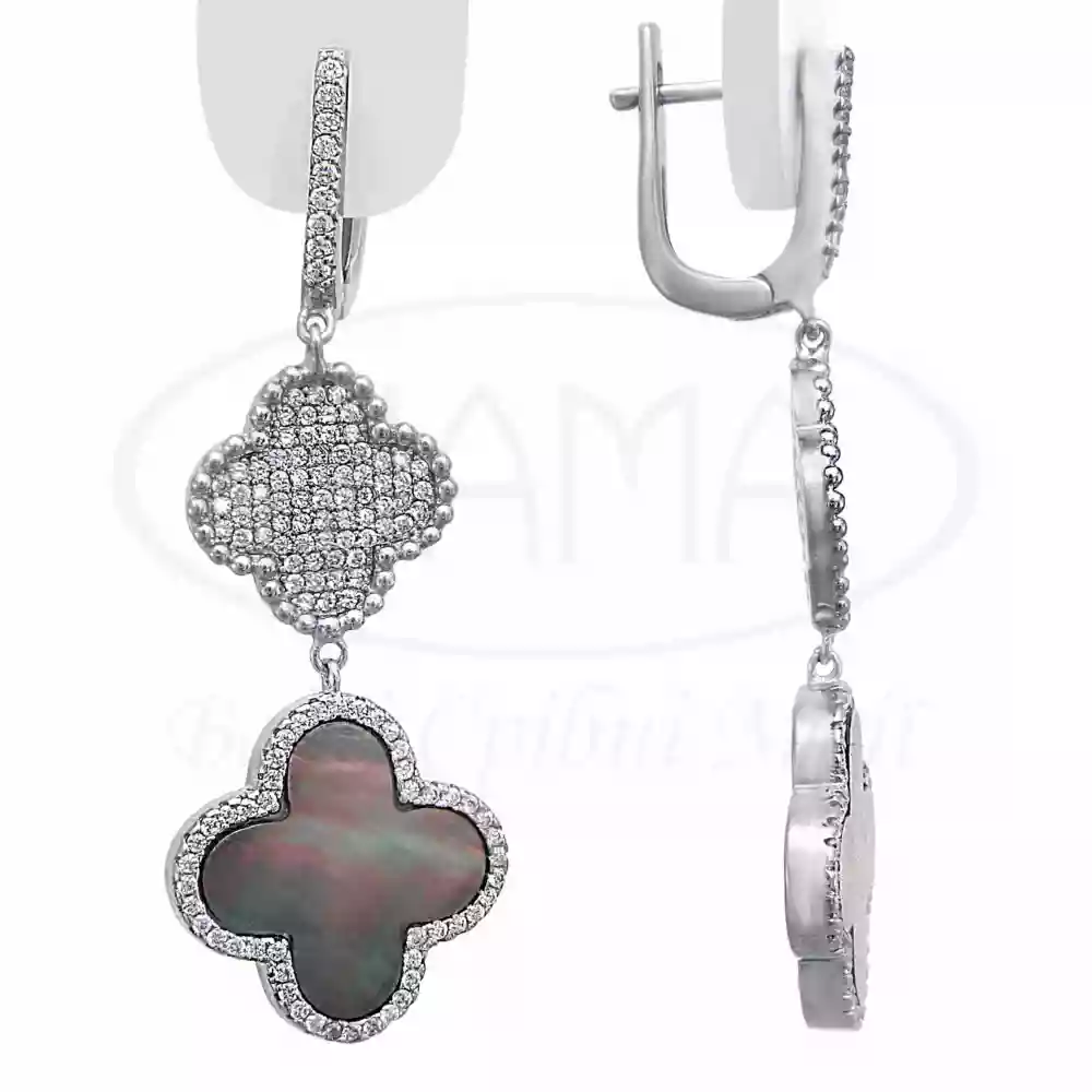 Срібні сережки з чорним перламутром фото 1