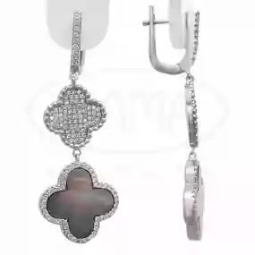 Срібні сережки з чорним перламутром