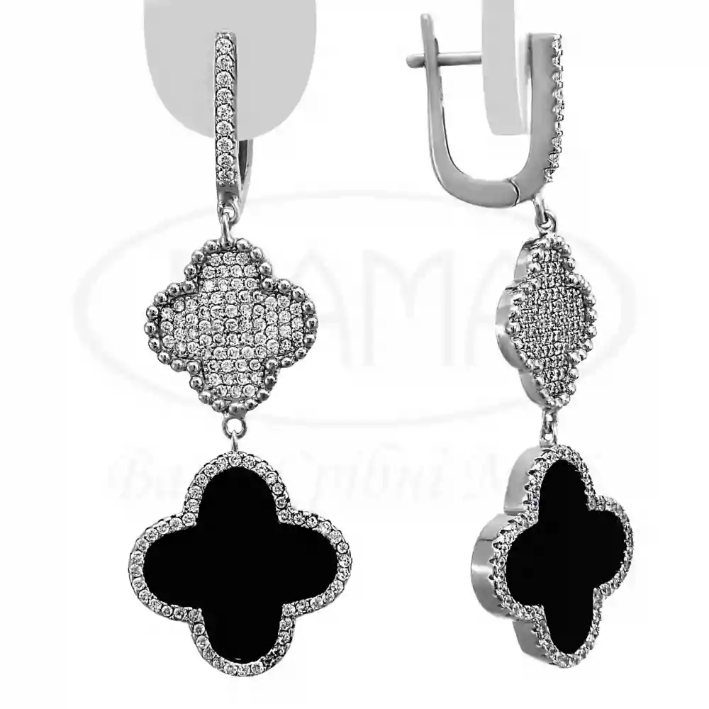 Сережки срібні з Оніксом фото 1