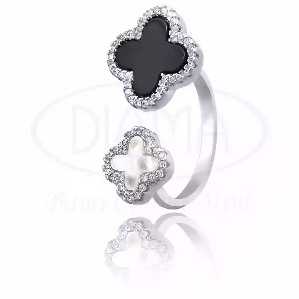 Каблучка срібна з Оніксом та перламутром фото 1