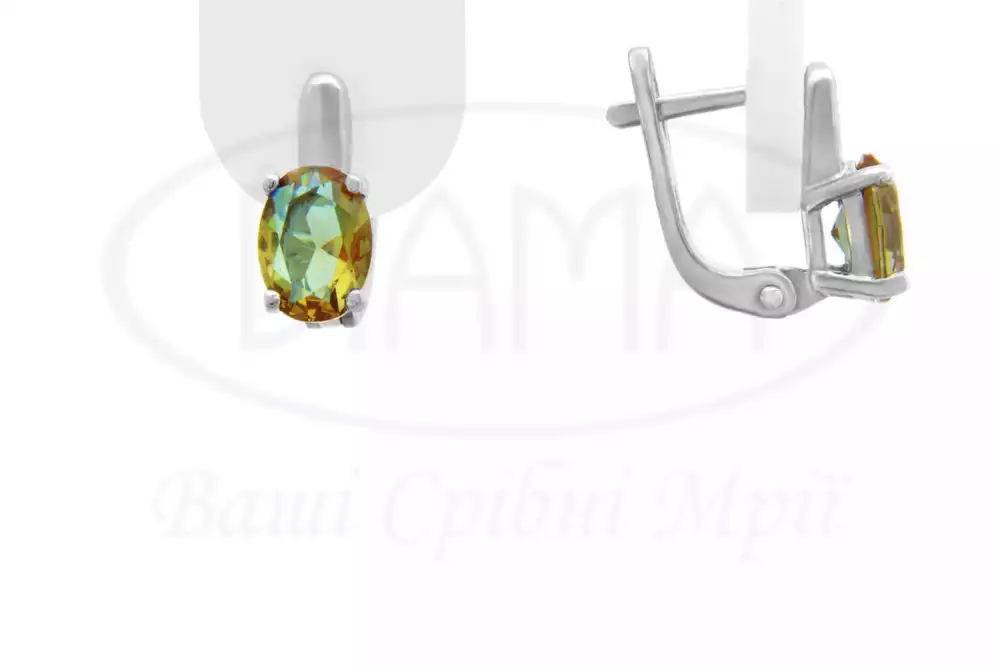 Сережки зі срібла з Султанітом фото 1