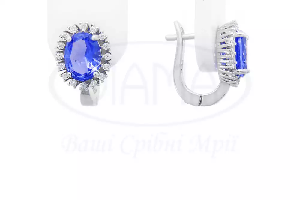 Срібні сережки з Танзанітом фото 1