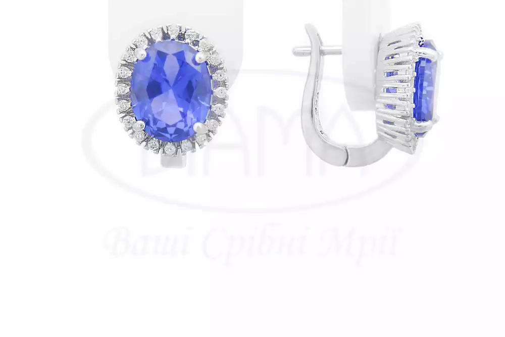 Срібні сережки з Танзанітом фото 1
