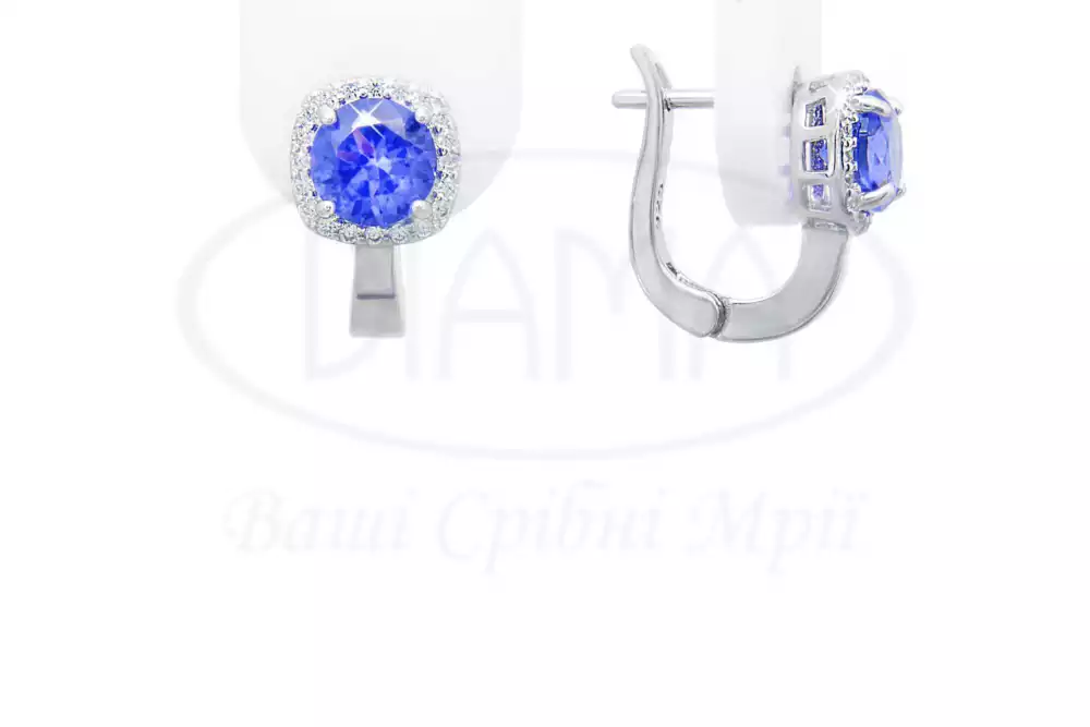 Срібні сережки з Танзанітом фото 1
