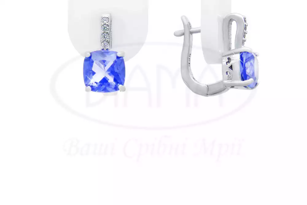 Срібні сережки з Танзанітом фото 1