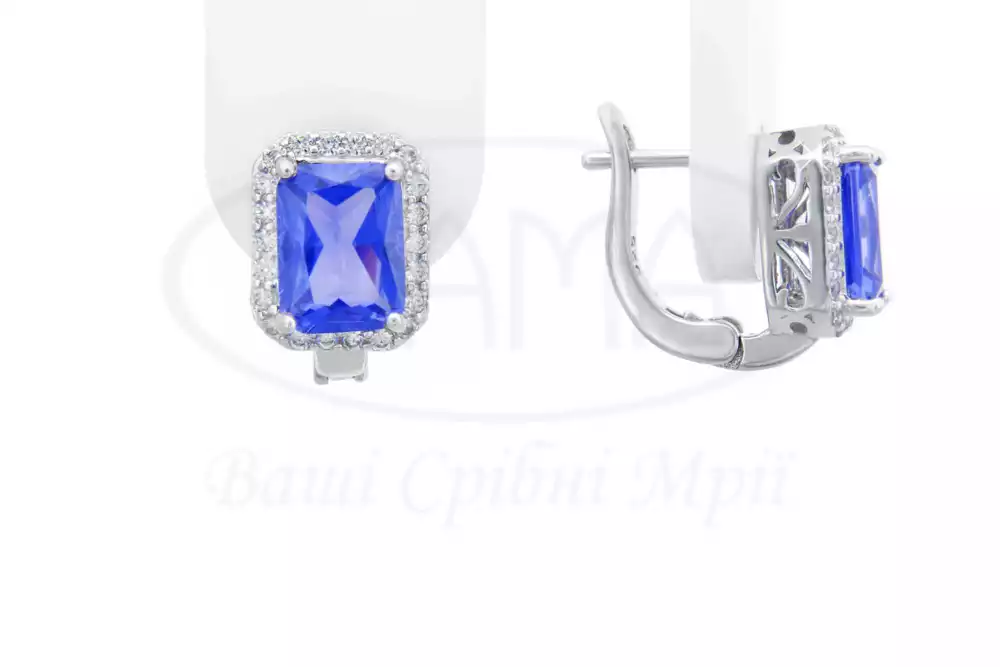 Сережки срібні з Танзанітом фото 1