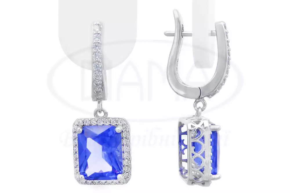 Сережки срібні з Танзанітом фото 1