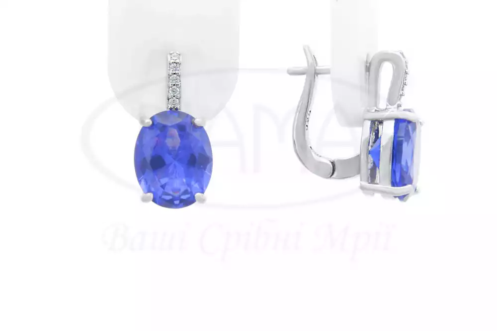 Сережки срібні з Танзанітом фото 1