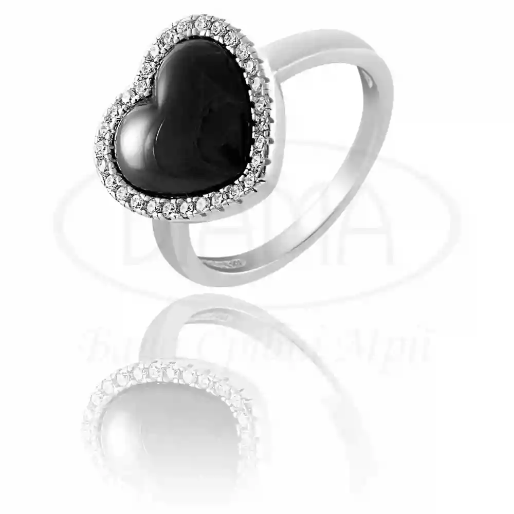 Срібна каблучка з чорною керамікою фото 1