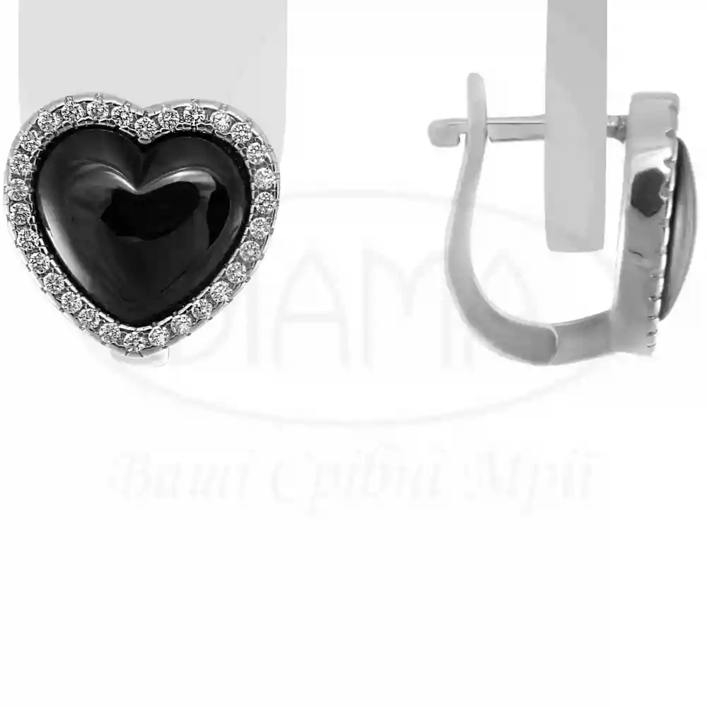 Срібні сережки з чорною керамікою фото 1