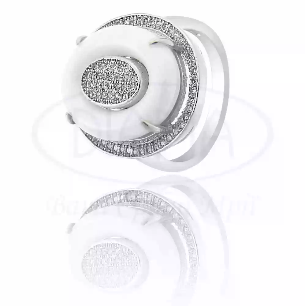 Каблучка срібна з білою керамікою фото 1