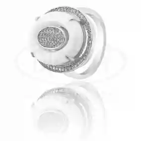 Каблучка срібна з білою керамікою