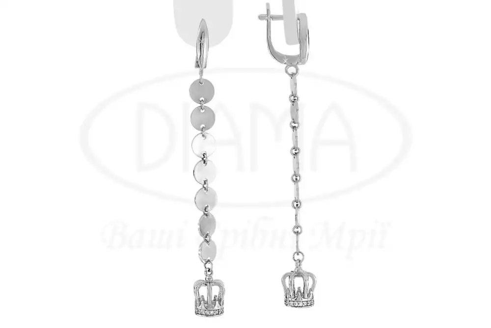 Сережки срібні з короною фото 1