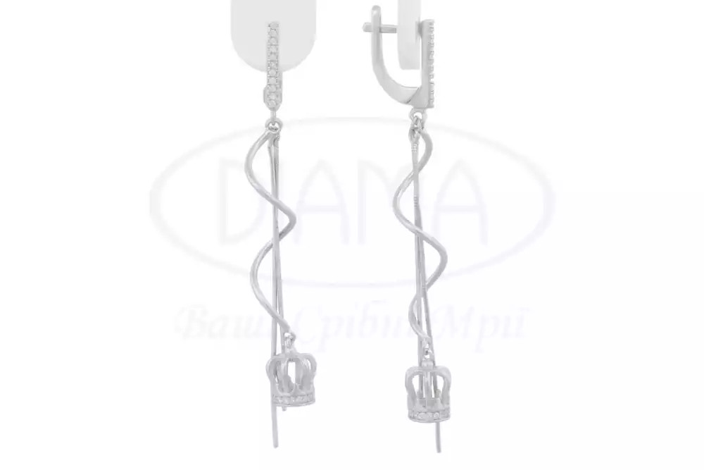 Сережки срібні з короною фото 1